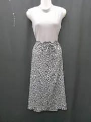 ◇ ⊂ ROPE PICNIC ドッキング　花柄　総柄 ノースリーブ 膝下 ワンピース サイズ38 グレー　ブラック レディース P  【1410230004515】