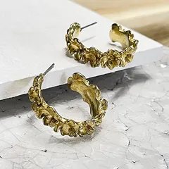 flower Hoop 真鍮Brassチタン芯ピアス【ete64】