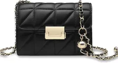 PIENSE ミニ ショルダーバッグ レディース 斜めがけ ミニバッグ チェーンバッグ 小さめ(ブラック)