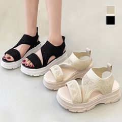  厚底 ニットサンダル レディース 厚底サンダル 夏靴 サマーシューズ メッシュサンダル