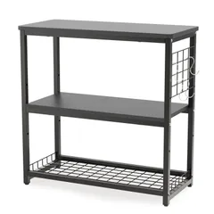 新品 DEWEL 水槽台 60cm水槽用 プリンタ台 プリンターラック 収納 棚 シンク台 水槽スタンド 幅65 奥行き30 高さ65cm 水槽 置く 台 3段 水槽設置台 木製 総耐荷重120kg (ブラック)