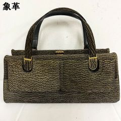 象革　ゾウ革　ハンドバッグ　アッシュグレー