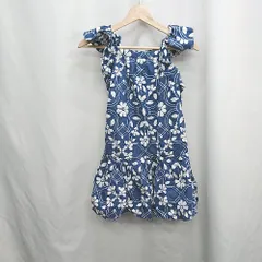◇ ⊂ jacadi ジャカディ 花柄 キッズ用 ノースリーブ ミニ丈 ワンピース サイズ8A ブルー ホワイト系 レディース E  【1505220008823】