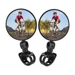 【特価セール】サムコス 自転車バックミラー 2個セット 360°回転 丸型 凸面 広視野角 戸外スポーツバイク用ミラー 簡単取付 調節可能 サイクリングミラー バーエンドミラー自転車ミラー （ブラック）