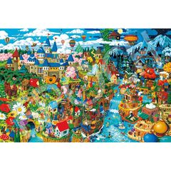 エポック社 1000ピース ジグソーパズル イラスト/アート 秋山正義 探して! 世界のおとぎ話 (50×75cm) 12-602s のり付き ヘラ付き 点数券付き EPOCH