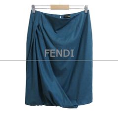 美品 FENDI フェンディ タイトスカート ドレープ デザイン 膝丈 グリーン系 サイズ42 レディース