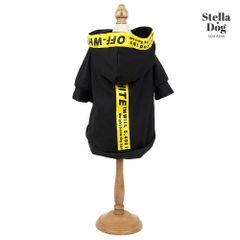 【閉店セール全品半額】ロゴテープパーカー　ストレッチ素材　黒　 パロディ　犬服