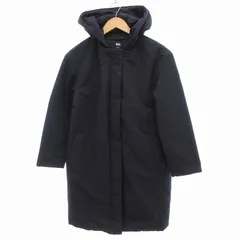 ユニクロ UNIQLO ハイブリッドダウンコクーンコート ミドル丈 フード付き ジップアップ S 紺 ネイビー /UD ■MA