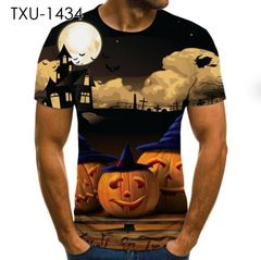 パンプキン ハロウィン Tシャツ カボチャ 猫 クルーネック 男女兼用 メンズ レディース 仮装 かぼちゃ min#