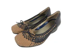 フィットフィット fitfit パンプス 編み込み リボン ベージュ ブラック サイズ24 QQQ