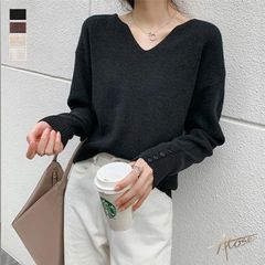 ニット 秋服 レディース カットソー Ｖネック トップス リブニット 長袖 無地 着痩せ きれいめ 履きやすい おしゃれ 大きいサイズ 厚手 手洗い 重ね着 大人カジュアル 保温性 シンプル 女性 OL オフェス 通勤 通学 秋 冬 【(L)フリーサイズ】