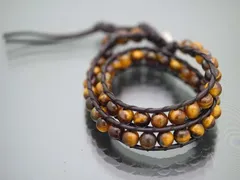 ラップブレス　イエロータイガーアイ６mm　２重巻き/天然石・ユニセックス