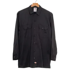【Dickies】 ワークシャツ（長袖）｜メンズLサイズ相当｜ブラック｜無地・耐久性◎・胸ポケット付き