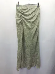 ◇ ◎ ●未使用● MERCURYDUO 総柄 裏地あり サイドファスナー ロング丈 フレア スカート サイズS カーキ レディース E  【1405140014495】