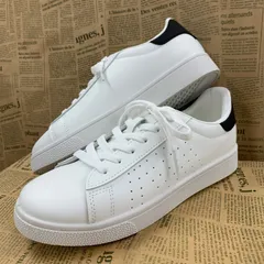 新品★レディース★軽量 撥水 フェイクレザーコートスニーカー ホワイト×ブラック 3415