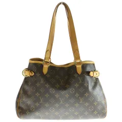 LOUIS VUITTON (ルイヴィトン) モノグラム バティニョールオリゾンタル ハンドバッグ トートバッグ ブラウン ゴールド金具 レザー×PVC M51154