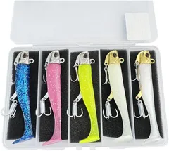 ideastore 互換品 ジグヘッド ワーム ルアー 夜光 ラメ 魚 釣り 収納ケース付き 24g 5個セット(全5色,  24g 5個セット)