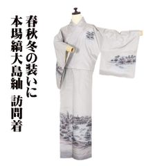 染紬 単衣着物 一方付け 羽賀寿峰 正絹 大きいサイズ【未使用品】A