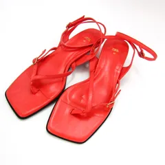 ザラ サンダル スクエアトゥ 靴 レディース 37サイズ オレンジ ZARA 【中古】