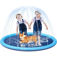【新品】 噴水マットプール 直径 170cm 噴水プール 圧調整 簡単設置 空気入れ不要 子供用プール 折りたたみ ベビープール 持ち運び 簡易 夏 水遊び 小型犬 中型犬 大型犬 1