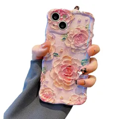 QLTYPRI iPhone 14 Pro MaxケースTPUカバー おしゃれ 韓国 可愛い 花柄 薄型 軽量 耐衝撃 スマホケース ワイヤレス充電対応 ストラップホール付き アイフォン14 Pro Max ケース 6.7インチ 対応 - ピンク #3 0