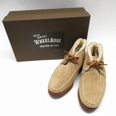 #wns ウィールローブ WHEEL ROBE チャッカブーツ ムートンブーツ ミドルカット 8 1/2 D ベージュ ステッチ USA製 メンズ [903955]のサムネイル