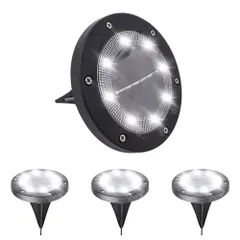 siatomガーデンライト ソーラー 屋外 ソーラーライト 埋め込み式 4個セット 8LED 高輝度 IP65防水 太陽光パネル 光センサー 自動点灯（本体：黒 光：白色系）