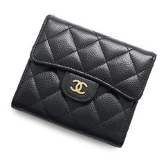 シャネル 財布 クラシック スモール フラップ ウォレット キャビアスキン AP0231 CHANEL 三つ折り財布 ブラック 黒