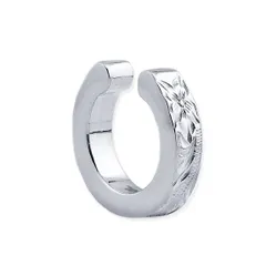 【数量限定】スクロール フラット プルメリア ステンレス サージカルステンレス イヤーカフ フープ シルバー ハワイアンジュエリー イヤーカフス イヤークリップ AlohaLokahi リバーシブル hec1g-006-s