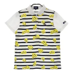 サイズ：2 PEARLY GATES パーリーゲイツ  半袖 ポロシャツ ボーダー ニコちゃん柄 ホワイト系 [240101356888]# ゴルフウェア レディース ストスト