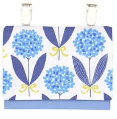 移動ポケット 女の子 あじさい ブルー (撥水) 移動 ポシェット クリップ付き シンプル ティッシュケース ポケット 移動 ポーチ 子供用 手作り ハンドメイド 女子 リボン 花柄 小花 お花 フラワー 花 あじさい 北欧 風 苺 ブルー ラベンダ
