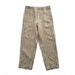 HEUGN ユーゲン NATE リネンコットンナイロンストライプワイドパンツ