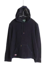 【お得なクーポン配布中!】 90s ローレン ラルフローレン メッシュ ニット パーカー レディース L / オールド ポロ コットン フード プルオーバー 透かし編み ネイビー