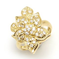 ダイヤモンドリング 約8号 K18YG・ダイヤ0.52ct フラワーモチーフのサムネイル