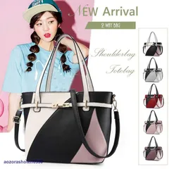 2wayトートバッグ レディース バイカラー ショルダーバッグ おしゃれ 斜めがけバッグ 大きめ レザーバッグ 大容量