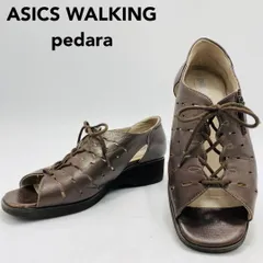 ASICS WALKING pedala コンフォート サイドジップ ブラウン 22.5cm アシックスウォーキング ペダラ オープントゥ ギリーシューズ hws02360
