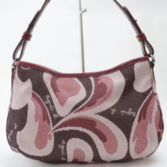 2404-15 アニエスベー ハンドバッグ agnes b. キャンバス×レザー製 レッド系 上ZIP