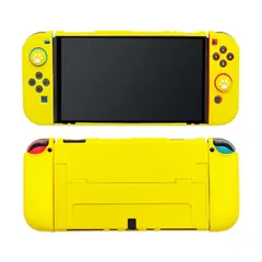 Joy-Con アナログスティック ケース カバー 分離式 保護 5点セット ドック対応 対応 スイッチ有機EL 専用 Switch有機EL カバー 装着簡単 YXL 耐衝撃 Switch有機EL用ケース Ryo ドッキング可能 イエロー