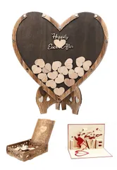 ブラウン 【Eesu cos】ハート型ディスプレイ ゲストブック 芳名帳 ウェルカムボード メッセージカード メッセージボード ブライダル小物 ブライダルホリック ウェルカムスペース ゲストブック 結婚式 海外ウェディング ハートチップ 色紙 (ブラウン)