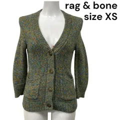 ◆ 美品 ラグアンドボーン Rag & Bone マーブルニットカーディガン 長袖 綿 毛 XS 5号 レディース S5V177のサムネイル
