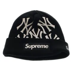 SUPREME (シュプリーム) 21AW × New Era × ニューエラ Box Logo Beanie ニューヨークヤンキースニューエラボックスロゴビーニー ニット帽 ブラック