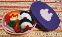 フエルトのおままごと　お弁当(中身入り)　紫　うさぎ