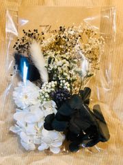 モノトーン花材パック ドライフラワー プリザーブドフラワー 金箔付き