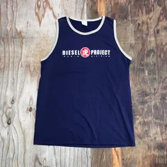 DIESEL ディーゼル タンクトップ ノースリーブ カットソー ネイビー トリム DENIM DEVISION 虎 PROJECT Y2K ARCHIVE VINTAGE 古着 MG35