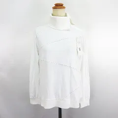 ミラショーン mila schon SPORTS カットソー Tシャツ 長袖 ハイネック 総柄 ロゴ コットン L ホワイト ※EKMのサムネイル