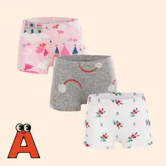送料無料 Aセット 3枚セット キッズ ボクサーパンツ 女の子 女児 ガールズ 小学生 下着 パンツ ショーツ インナー 肌着 綿 快適 洗濯簡単 春夏秋冬 普段使い フィット 100cm 110cm 120cm 130cm 140cm 150cm