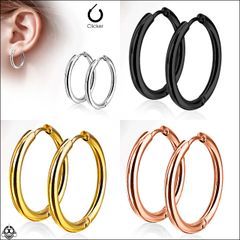 ボディピアス 20G 細い耳穴でも太く見せれる カラバリ豊富 片耳ピアス フープピアス 簡単ワンタッチ クリッカーピアス リングピアス