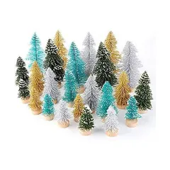 ZOYUBS クリスマスツリー ミニ 卓上 24点セット 卓上ツリー ミニクリスマスツリー ミニツリー (緑,金,青 4/6/8cm 3サ)