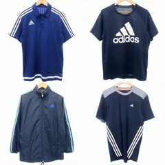 アディダス adidas 4点セット おまとめ スポーツウェア トップス Tシャツ ポロシャツ ブルゾン ジャケット サイズO相当中心 黒 紺 A0212