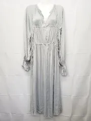 ◇ ⊂ FRAY I.D フレイ アイディー リボン 長袖 ロング丈 シャツ ワンピース サイズF ライトブルー レディース E  【1506180008281】